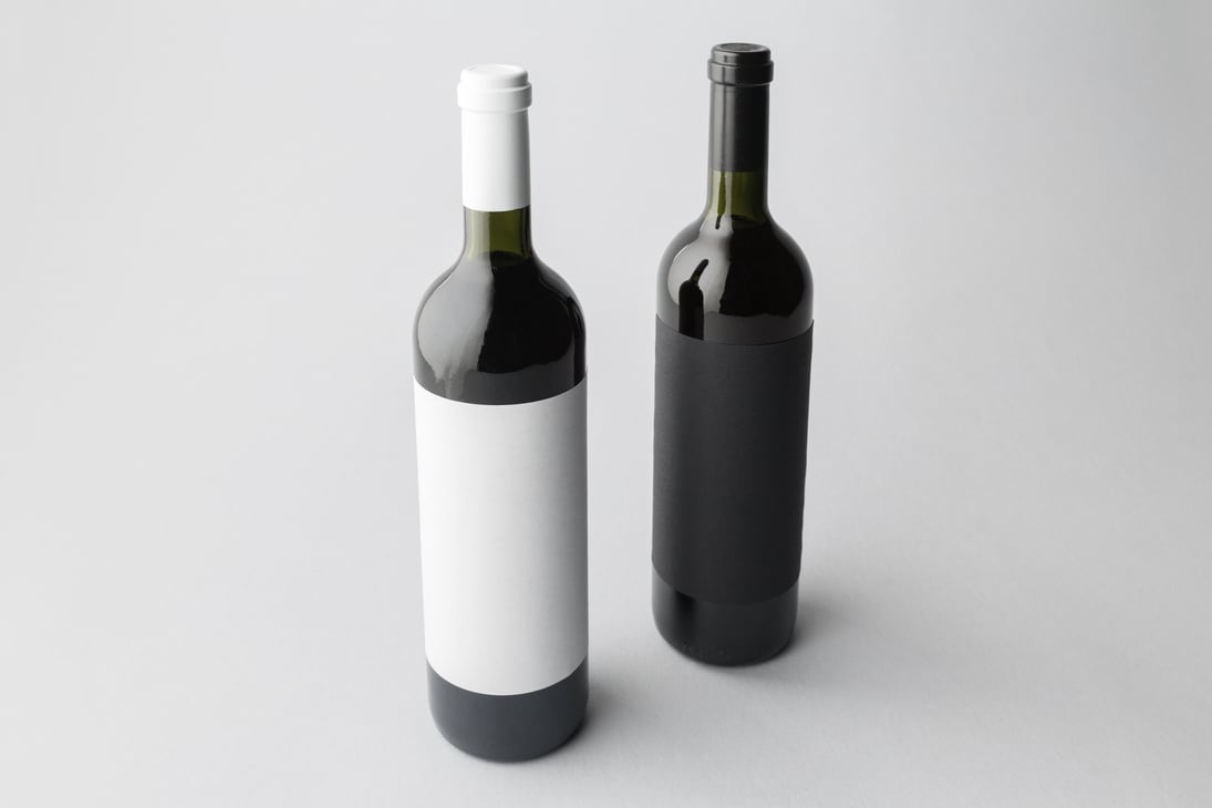 Wine bottles on a gray background